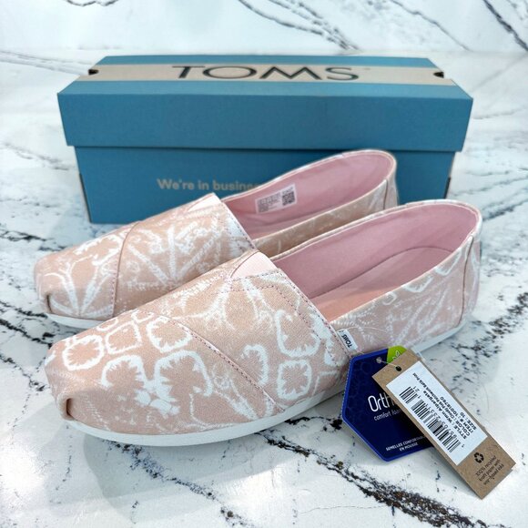 TOMS Alpargata Cloudy Pink Patchwork Batik Slip on Flats Size 10 - Picture 1 of 5